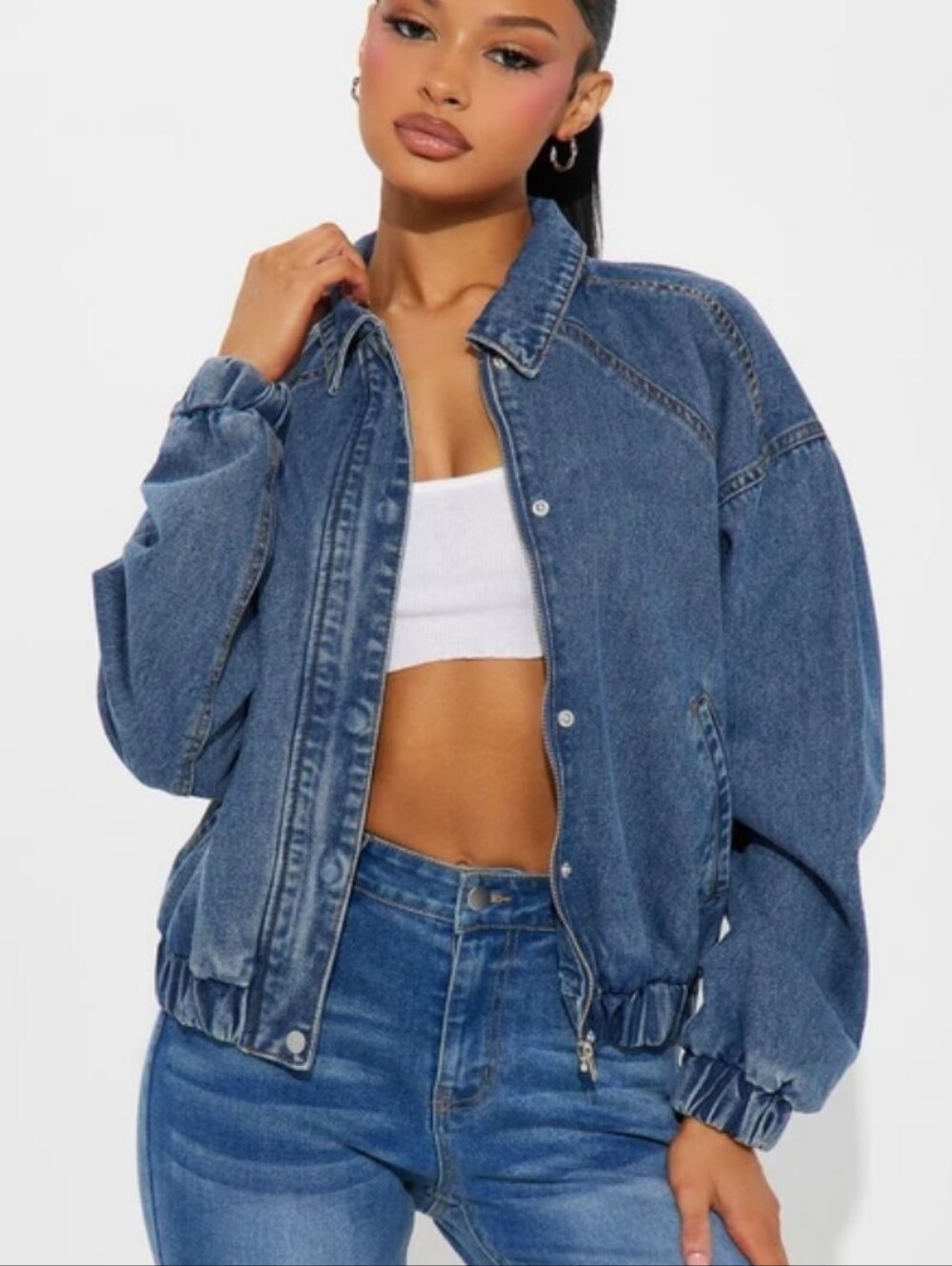 Denim Bomber Jacket - Blue